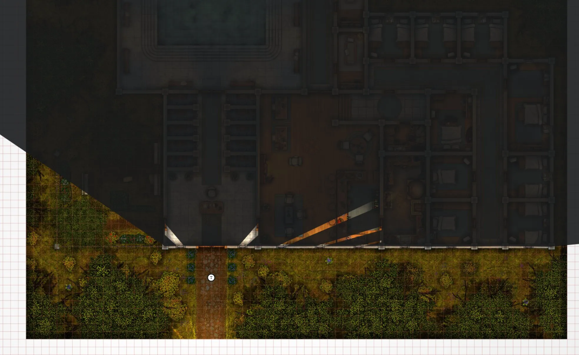 Village with ambient light on
