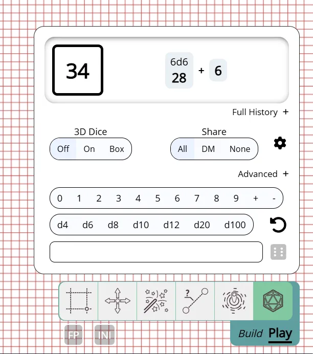 New dice tool UI