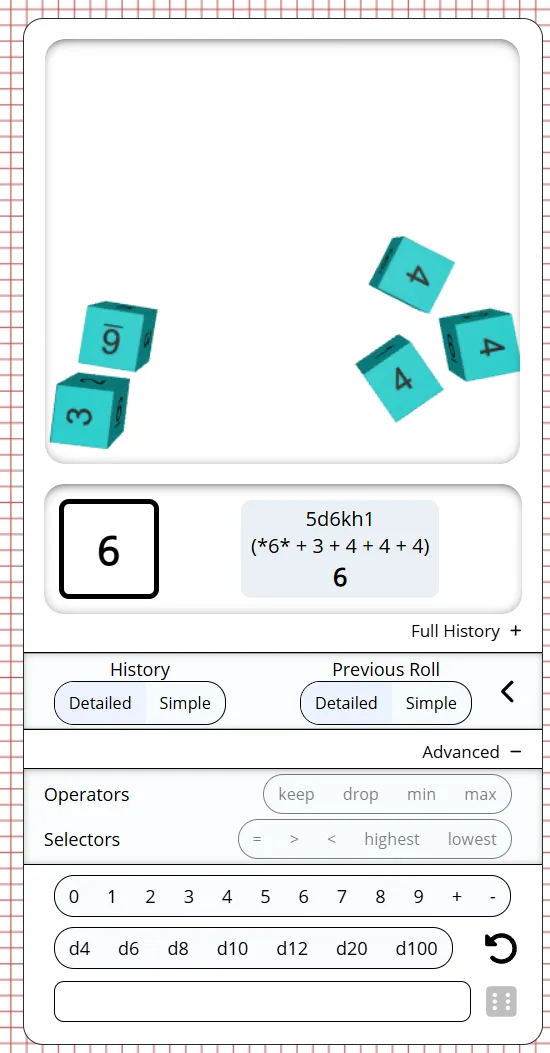 New dice tool UI